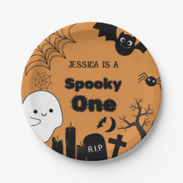 Plato De Papel Halloween Sppoky Primera fiesta de cumpleaños