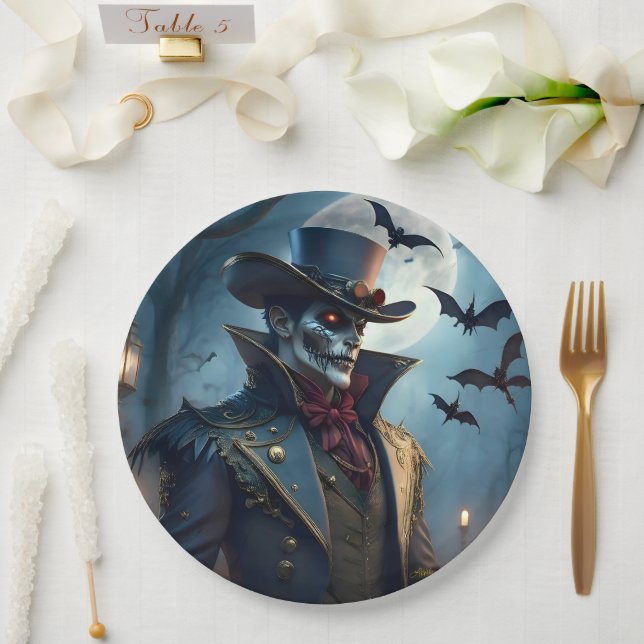 Plato De Papel Halloween Steampunk Sureño Caballero Zombie (Boda)