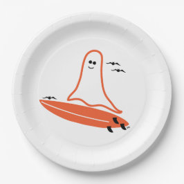 Plato De Papel Halloween Surfer Ghost Black