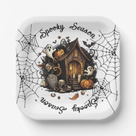 Plato De Papel Halloween 👻 temporada espeluznante 💀 Placa de pa