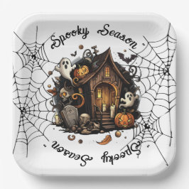 Plato De Papel Halloween 👻 temporada espeluznante 💀 Placa de pa