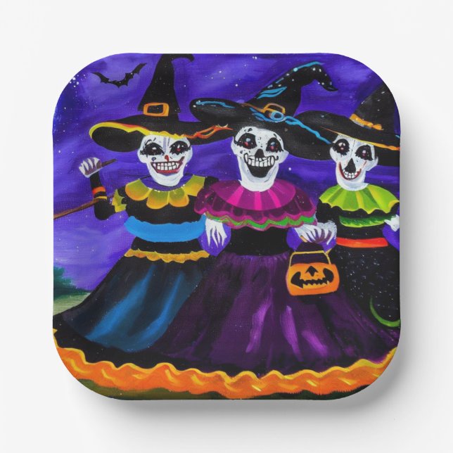 Plato De Papel Halloween - Testigos 2 (Anverso)