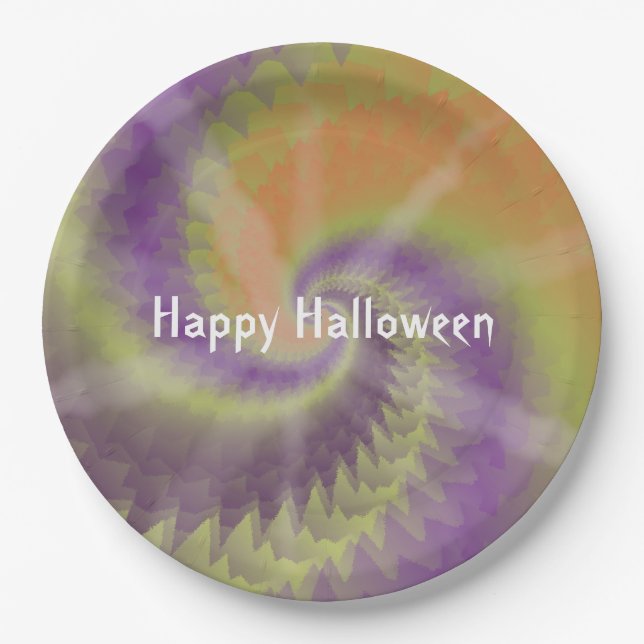 Plato De Papel Halloween Tie-Dye (Anverso)
