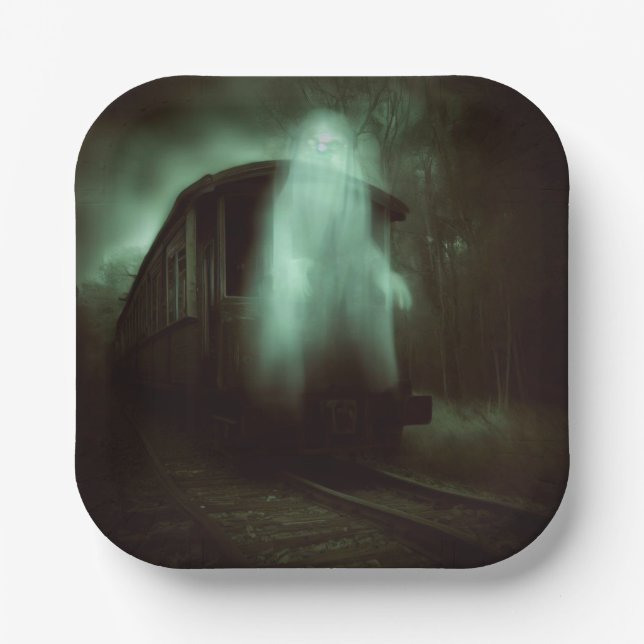 Plato De Papel Halloween - Tren embrujado 2 (Anverso)