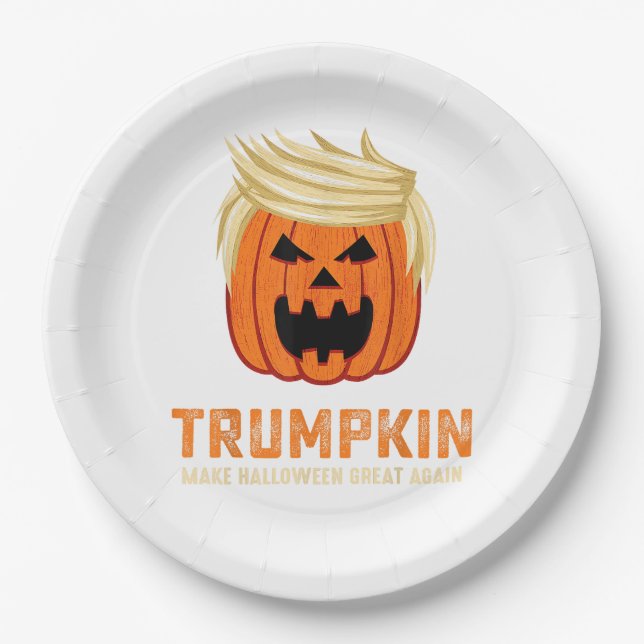 Plato De Papel Halloween Trumpkin Funny - Escándalo paródico espe (Anverso)