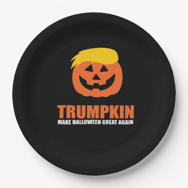 Plato De Papel Halloween Trumpkin V2 (Anverso)