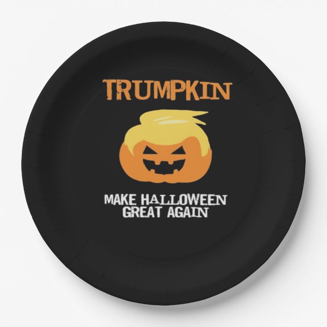 Plato De Papel Halloween Trumpkin V3 (Anverso)