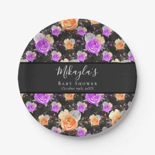 Plato De Papel Halloween Un Pequeño Boo Vintage Floral Baby Showe