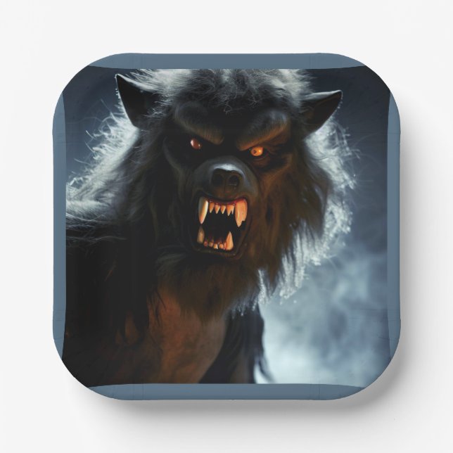 Plato De Papel Halloween - Werewolf 1 (Anverso)