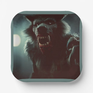 Plato De Papel Halloween - Werewolf 2