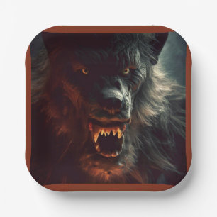 Plato De Papel Halloween - Werewolf 3