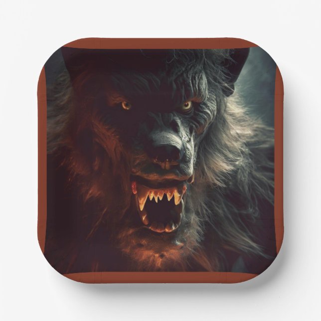 Plato De Papel Halloween - Werewolf 3 (Anverso)