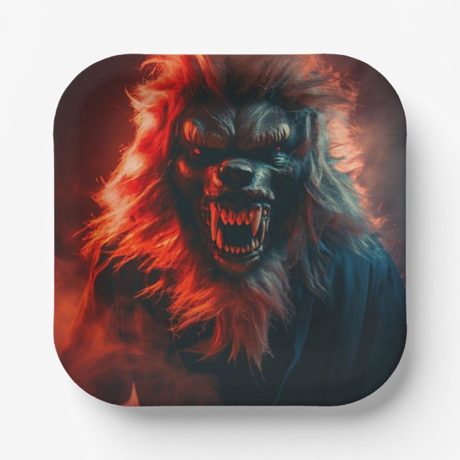 Plato De Papel Halloween - Werewolf 4 (Anverso)