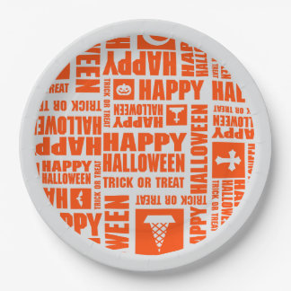 Plato De Papel Halloween Whimsical Guay Typography Naranja