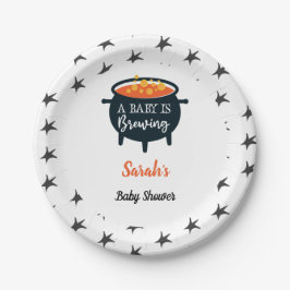 Plato De Papel Halloween Witch Baby Shower, nombre personalizado