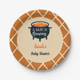 Plato De Papel Halloween Witch Baby Shower, nombre personalizado