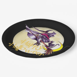 Plato De Papel Halloween Witch Holiday Placas de papel