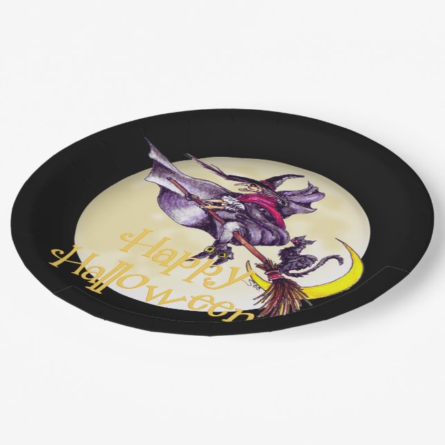 Plato De Papel Halloween Witch Holiday Placas de papel (Angular)