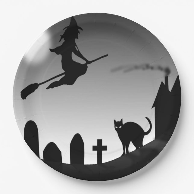 PLATO DE PAPEL HALLOWEEN WITCH SILHOUETTE (Anverso)
