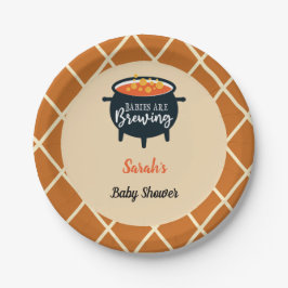Plato De Papel Halloween Witch Twins Baby Shower, nombre personal