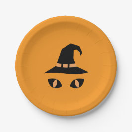 Plato De Papel Halloween witchy cat
