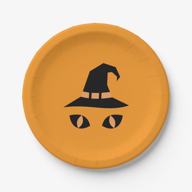 Plato De Papel Halloween witchy cat (Anverso)