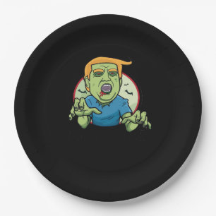 Plato De Papel Halloween Zombie Funny Classic