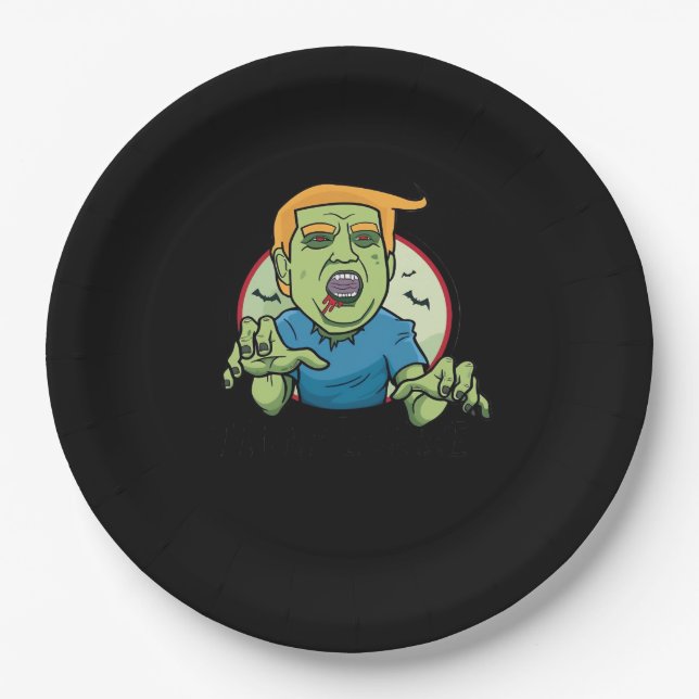 Plato De Papel Halloween Zombie Funny Classic (Anverso)