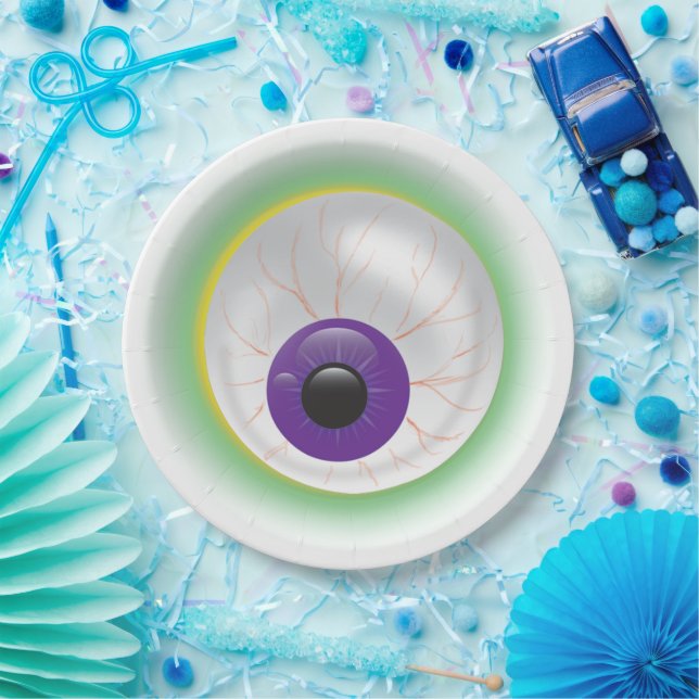 Plato De Papel Halloween Zombie Ghost Eyeball Cyclops Eye (Fiesta)