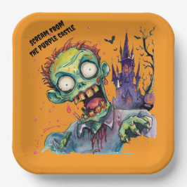 Plato De Papel Halloween, Zombie,Grito Del Castillo Púrpura , 