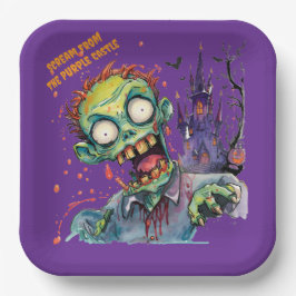Plato De Papel Halloween, Zombie,Grito Del Castillo Púrpura , 