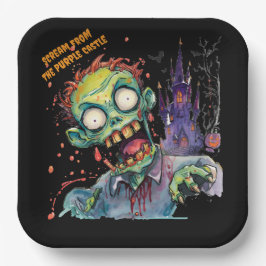 Plato De Papel Halloween, Zombie,Grito Del Castillo Púrpura , 