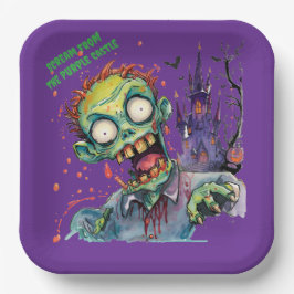 Plato De Papel Halloween, Zombie,Grito Del Castillo Púrpura , 