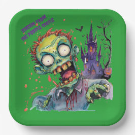 Plato De Papel Halloween, Zombie,Grito Del Castillo Púrpura , 