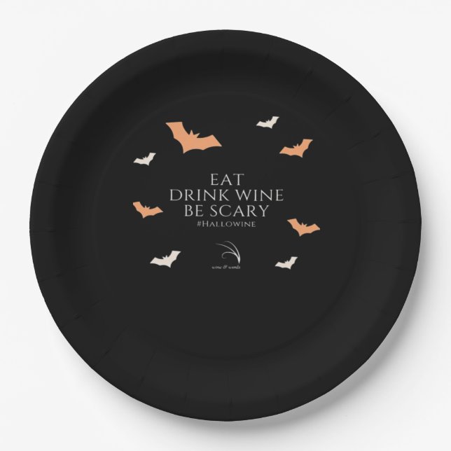 Plato De Papel Hallowine Halloween Quote Eat Drink (Anverso)