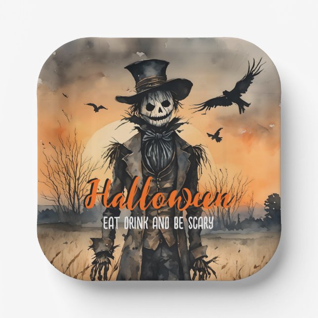 Plato De Papel Hallween come y Be Scarecrow (Anverso)