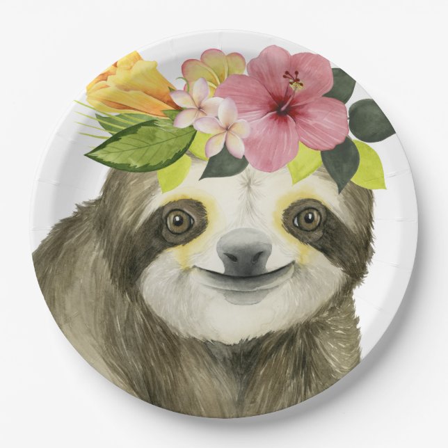 Plato De Papel Halo tropical | Sweet Sloth (Anverso)