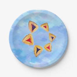 Plato De Papel Hamantaschen Star Purim Fiesta (Sin texto)