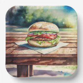 Plato De Papel Hamburger