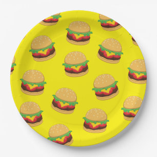 Plato De Papel Hamburger Birthday Burger Paper Placas