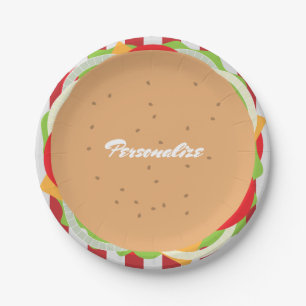 Plato De Papel Hamburger cheeseburger lindo café diner strier