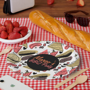 Plato De Papel Hamburguesa de Hotdog Garabato Barbacoa Patrón de 
