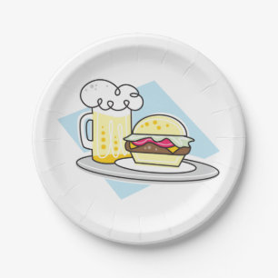 Plato De Papel Hamburguesa Y Cerveza