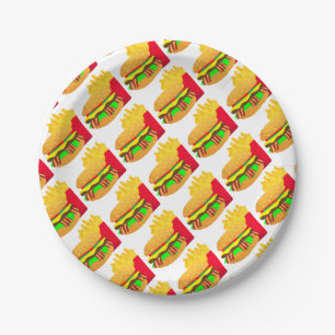 Plato De Papel Hamburguesa y frisos