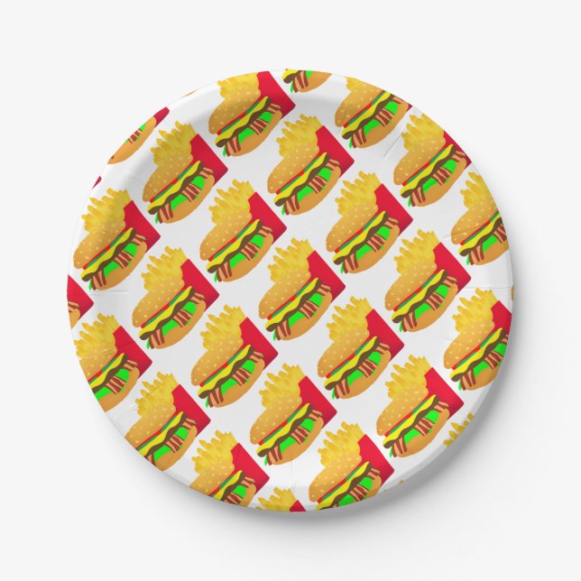 Plato De Papel Hamburguesa y frisos (Anverso)