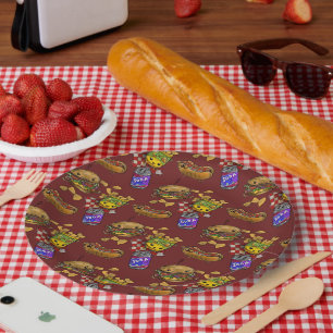 Plato De Papel Hamburguesas y perros adorables