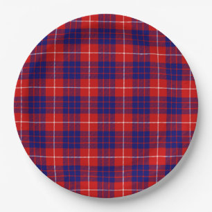 Plato De Papel Hamilton tartan azul violeta