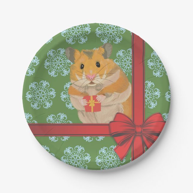 Plato De Papel Hammy Navidades Navidades Hamster (Anverso)
