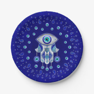 Plato De Papel Hamsa Hand-Evil Eye Amulet