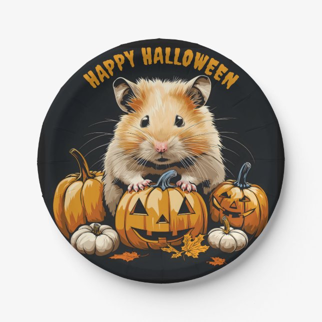 Plato De Papel Hamster Halloween (Anverso)